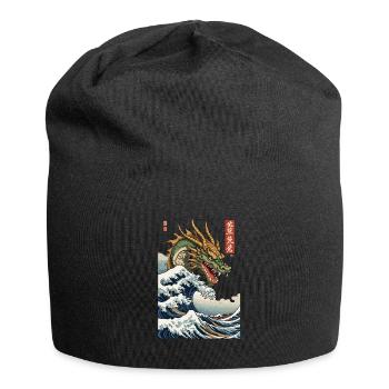 Vintage Ukiyo-E Welle Japan Drachen Aesthetic - Jersey-Beanie - Schwarz - Vorne