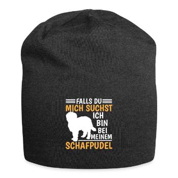 Bin bei meinem Schafpudel Altdeutscher Hütehund - Jersey-Beanie - Anthrazit - Vorne