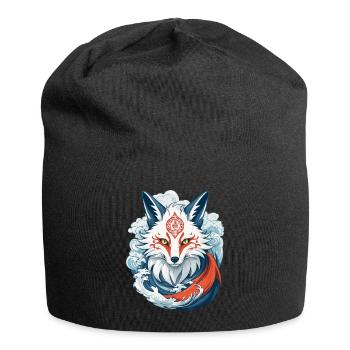 Masque Kitsune Japonais Anime Kawaii Renard Fantôme - Bonnet en jersey - noir - Devant