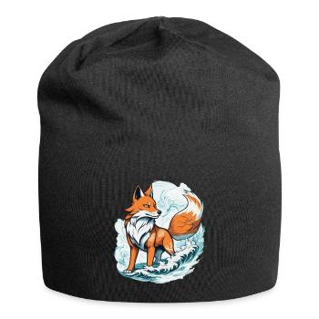 Japanese Kitsune Mask Kawaii Fox Spirit Design - Jersey Beanie - black - Front