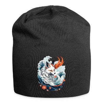 Japanische Kitsune Fuchs Anime Kawaii Fuchsgeist - Jersey-Beanie - Schwarz - Vorne