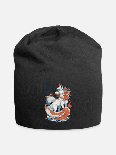 Ukiyo-E Art vintage Kitsune renard japonais - Bonnet en jersey - noir