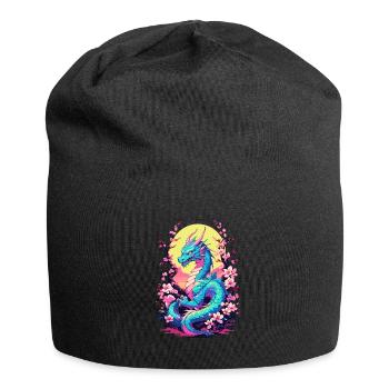 Dragon japonais vintage de style Vaporwave - Bonnet en jersey - noir - Devant