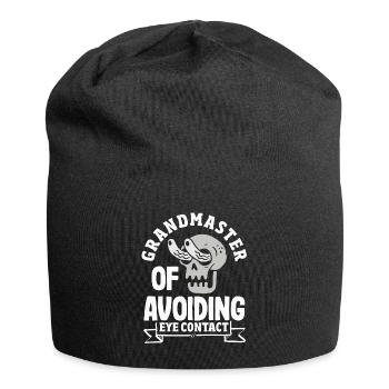 Grandmaster of Avoiding Eye Contact Funny Skull - Jersey Beanie - black - Front