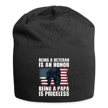 Ein Veteran zu sein ist eine Ehre, ein Papa zu sein, ist ein Preis - Jersey-Beanie - Schwarz - Vorne