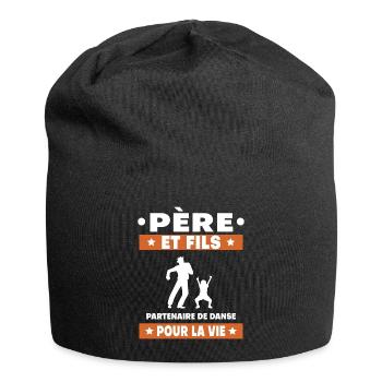 Vater und Sohn tanzen Duett Mann Partner Papa - Jersey-Beanie - Schwarz - Vorne