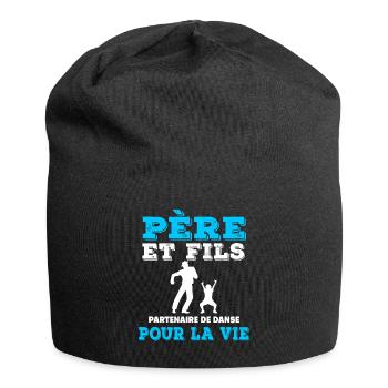 Vater und Sohn Tanzpartner-Duo Mann Papa - Jersey-Beanie - Schwarz - Vorne