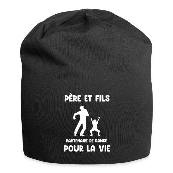 Vater und Sohn Tanzpartner fürs Leben Papa - Jersey-Beanie - Schwarz - Vorne