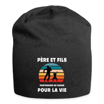 père et fils danse vintage rétro papa - Bonnet en jersey - noir - Devant