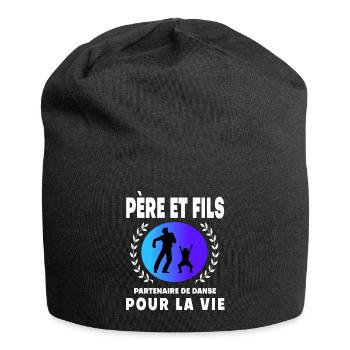 père fils danse rétro vintage homme papa - Bonnet en jersey - noir - Devant