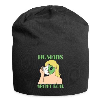 "Humans Aren't Real", lustiges Comic, Space Alien - Jersey-Beanie - Schwarz - Vorne