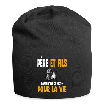 Motorrad Vater und Sohn Partnerleben Papa Biker - Jersey-Beanie - Schwarz - Vorne