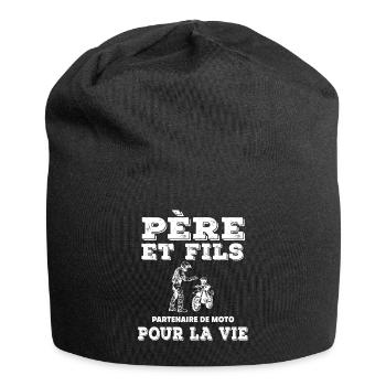 father and son motorcycle partner father biker dad - Jersey Beanie - black - Front