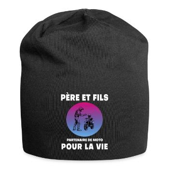 Vater und Sohn Motorrad Retro Vintage Mann Biker Papa - Jersey-Beanie - Schwarz - Vorne