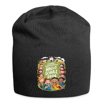Tschüss Kindergarten Hallo Schule 2024 - Jersey-Beanie - Schwarz - Vorne