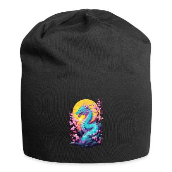 Dragon Anime Style japonais Vintage Esthétique - Bonnet en jersey - noir - Devant