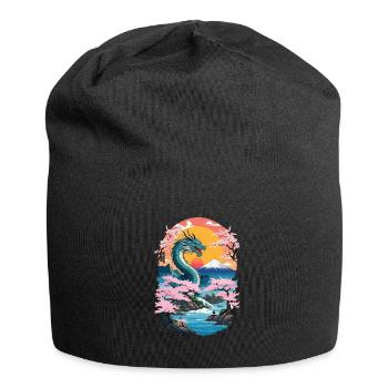 Cherry Blossoms Ukiyo-E Art Dragon Anime - Jersey Beanie - black - Front
