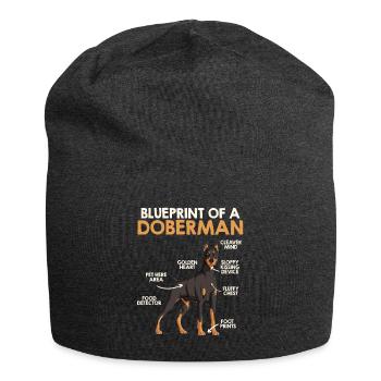 Doberman Owner BLUEPRINT OF A DOBERMAN Funny - Jersey Beanie - charcoal grey - Front