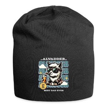 Alvadder Alpaka Papa Vater Vatertag - Jersey-Beanie - Schwarz - Vorne