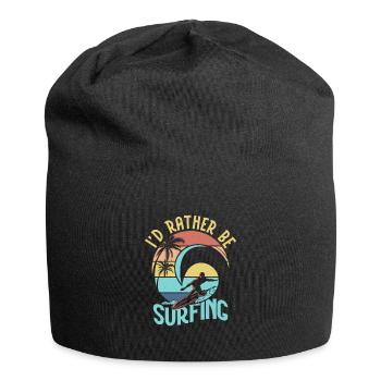 I'd Rather Be Surfing Summer Surfer Surfboard - Jersey Beanie - black - Front