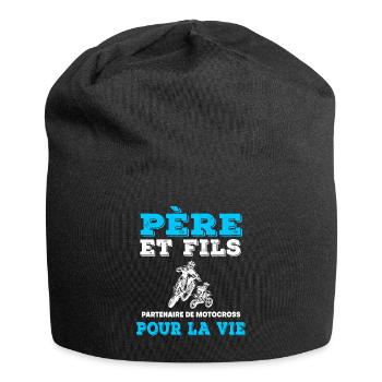 père et fils motocross partenaire duo homme motard - Bonnet en jersey - noir - Devant