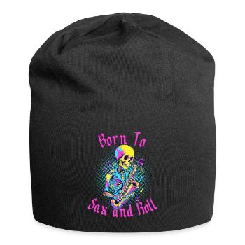 Sax and Roll Lustiges Saxophon Jazz Design - Jersey-Beanie - Schwarz - Vorne