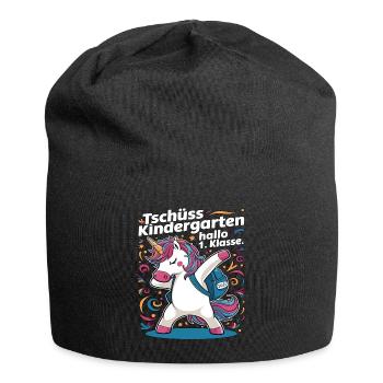 Tschüss Kindergarten Hallo 1.KLasse 2024 - Jersey-Beanie - Schwarz - Vorne