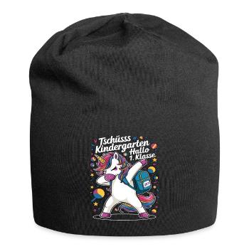 Tschüss Kindergarten Hallo 1.KLasse 2024 - Jersey-Beanie - Schwarz - Vorne