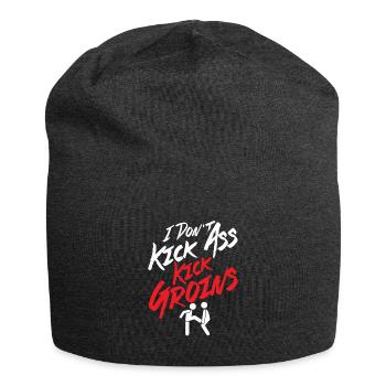 I Don't Kick Ass Kick Groins Martial Arts Krav Mag - Jersey Beanie - charcoal grey - Front