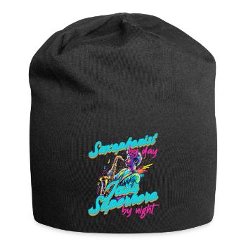 Conception de saxophone amusante pour les amateurs de musique jazz - Bonnet en jersey - noir - Devant
