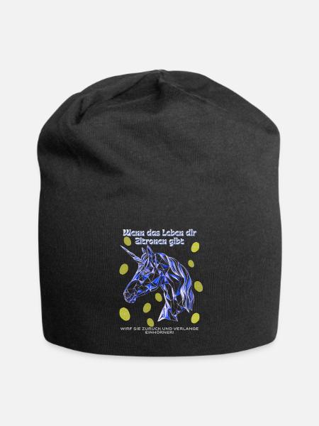 Zitronen Einhorn - Jersey-Beanie - Schwarz