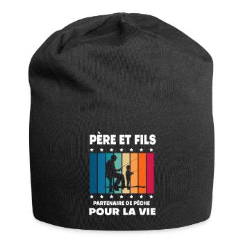 Vater und Sohn Fischer Mann Jahrgang Papa Fischer - Jersey-Beanie - Schwarz - Vorne