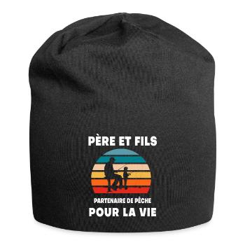 Vater und Sohn Angeln Vintage Retro Papa Fischer - Jersey-Beanie - Schwarz - Vorne