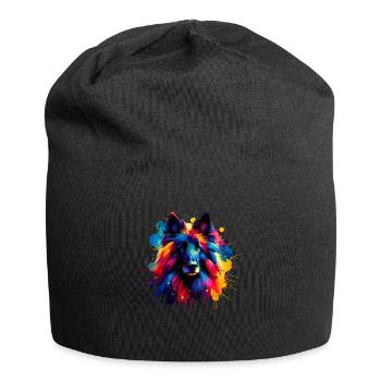 Bunte Splash Art Belgischer Schäferhund Groenendael - Jersey-Beanie - Schwarz - Vorne