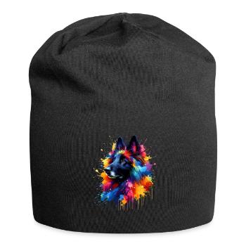 Bunte Splash Art Belgischer Schäferhund Groenendael - Jersey-Beanie - Schwarz - Vorne