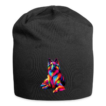Colorful Splash Art Belgian Sheepdog Groenendael - Jersey Beanie - black - Front