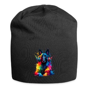 Casque Splash Art coloré Chien de berger belge - Bonnet en jersey - noir - Devant