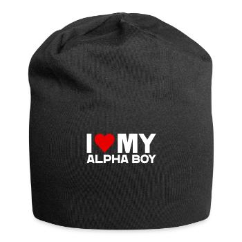 J’aime mon petit ami alpha Amour de la Saint-Valentin - Bonnet en jersey - noir - Devant