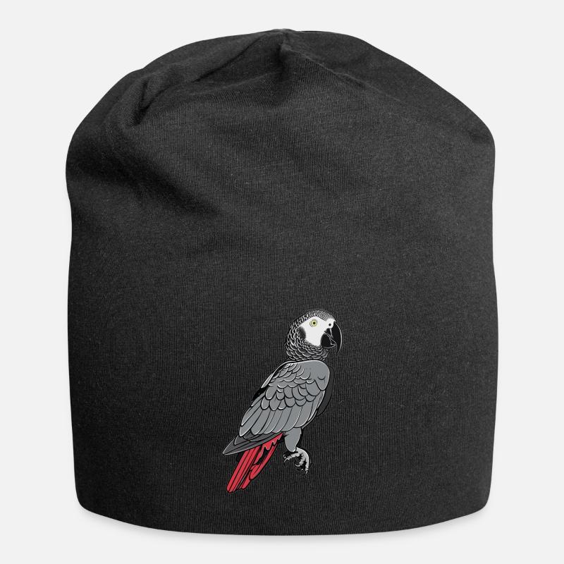 African grey parrots - Jersey Beanie - black