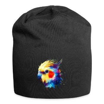 Coloré Splash Art Cockatiel Observation des oiseaux - Bonnet en jersey - noir - Devant