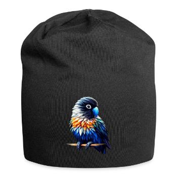 Polygon Art Lovebird Birdwatching - Jersey Beanie - black - Front