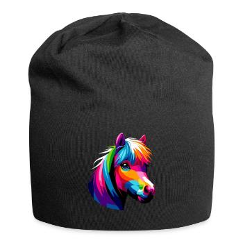 Pop Art Miniature Coloré Cheval Cheval - Bonnet en jersey - noir - Devant