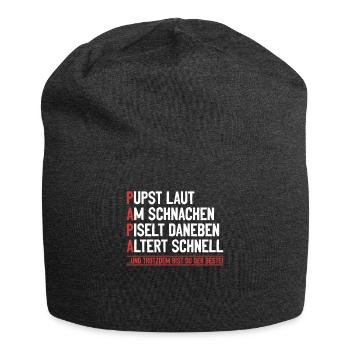PAPA – farts loudly, snoring, next to it - Jersey Beanie - charcoal grey - Front
