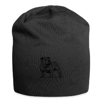 Geometrische Strichkunst Bulldogge Englische Bulldoggen - Jersey-Beanie - Schwarz - Vorne