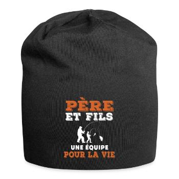 Father and Son Fishing Team Life Dad Fisherman - Jersey Beanie - black - Front