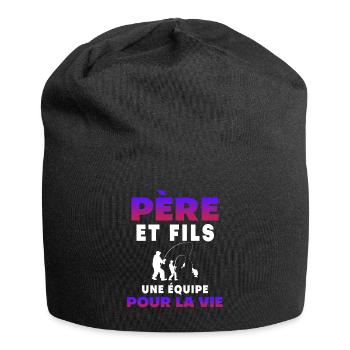 Father Son Fishing Team for Life Dad Fisherman - Jersey Beanie - black - Front