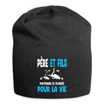 plongée père et fils partenaire vie papa plongeur - Bonnet en jersey - noir - Devant