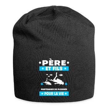 père et fils plongée duo partenaire papa plongeur - Bonnet en jersey - noir - Devant