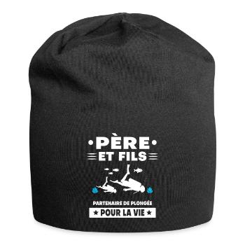 père et fils plongée duo homme papa plongeur - Bonnet en jersey - noir - Devant