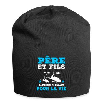 père et fils plongée partenaire papa plongeur père - Bonnet en jersey - noir - Devant